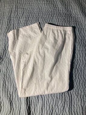 Pink by Frankie's  Bikinis white eyelet wide leg cover up pants size L